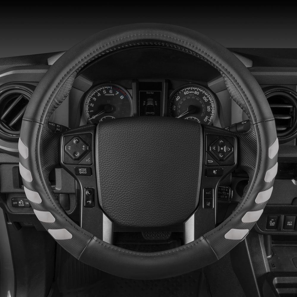 CAT UltraSport Faux Leather Steering Wheel Cover for RVs, Semi-Trucks, Trucks, and Big Rigs L (15.5" - 16.5")