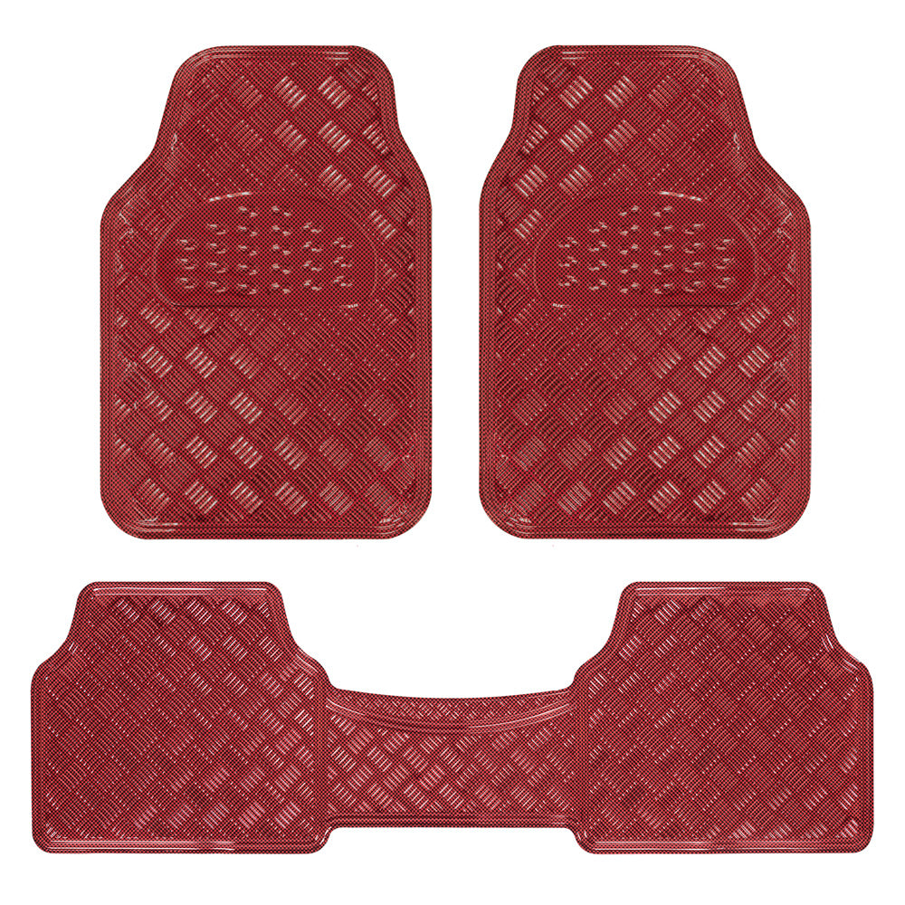 BDK 3-Piece Translucent Metallic-Look Front Floor Mat and Rear Floor Mat - Heavy Duty, All Weather