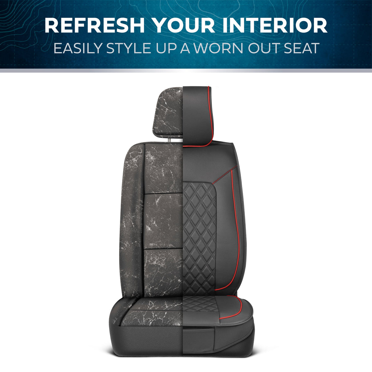 MotorBox 2-Pack Prestige Edition Premium Faux Leather Diamond Stitched Cushion Front Seat Covers