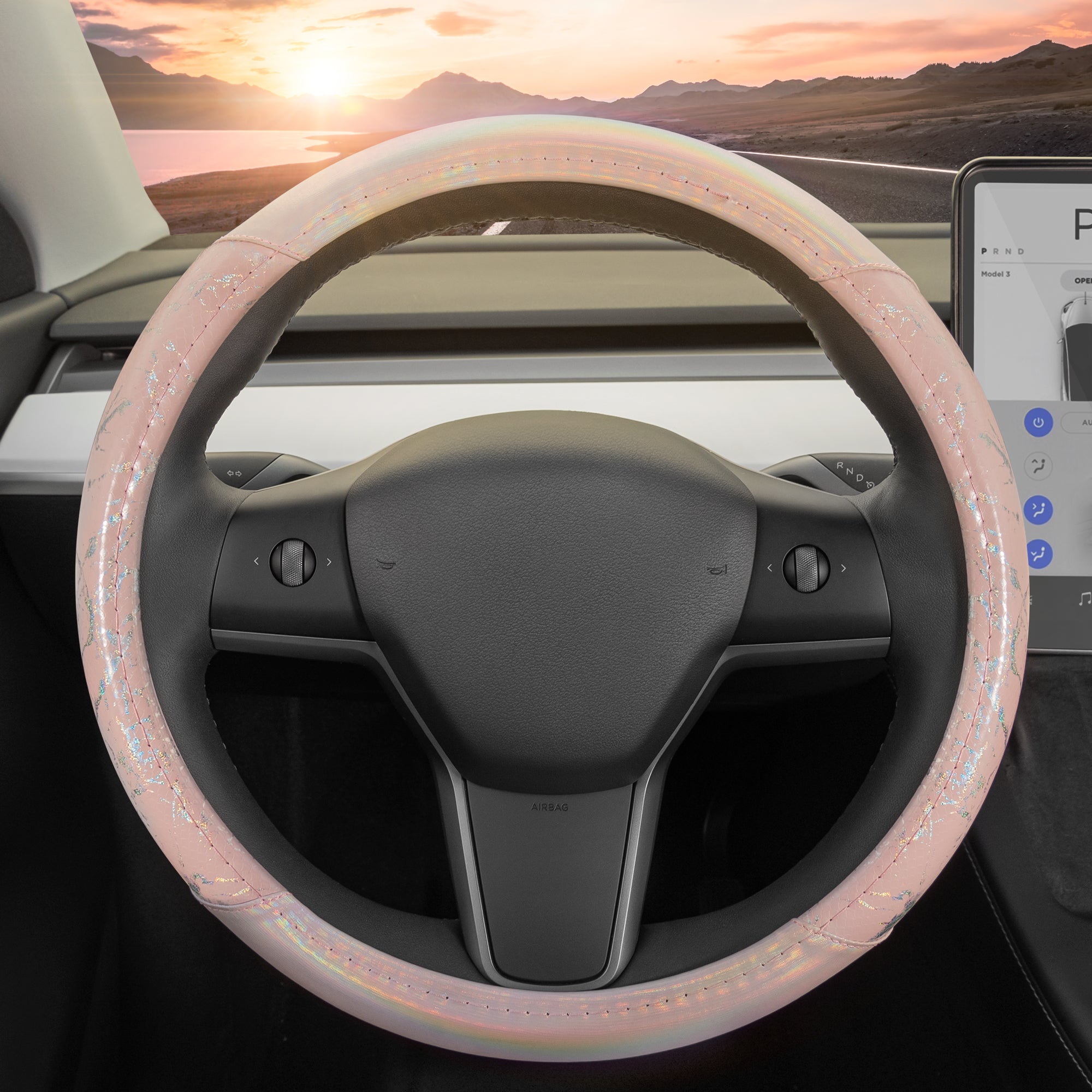 Carbella Holo Crackle Steering Wheel Cover (Fits 14.5" - 15.5")