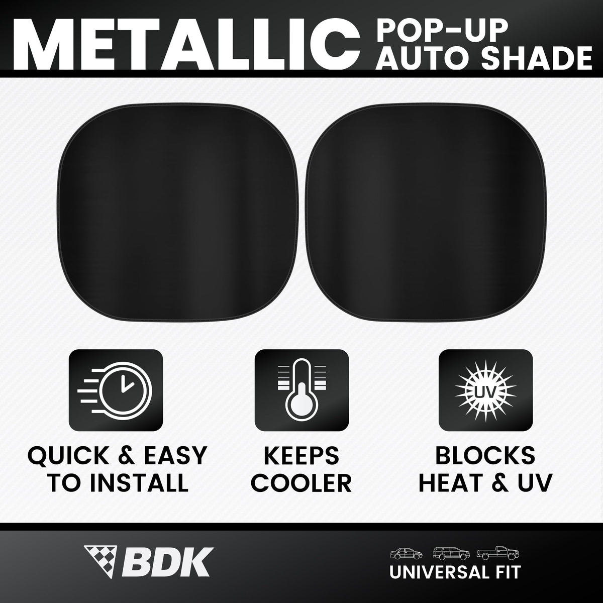 Carbella 2PC Black Car Windshield Sun Shade - Car Accessories Sunshade for Windshield - Blocks UV Rays Sun Visor for Window Protector - Easy Setup Keeps Your Vehicle Cool - 31.75 x 28.77