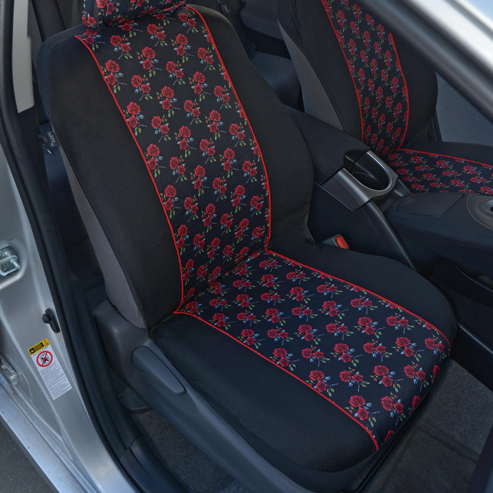 BDK 2-Pack Red Roses Front Seat Covers