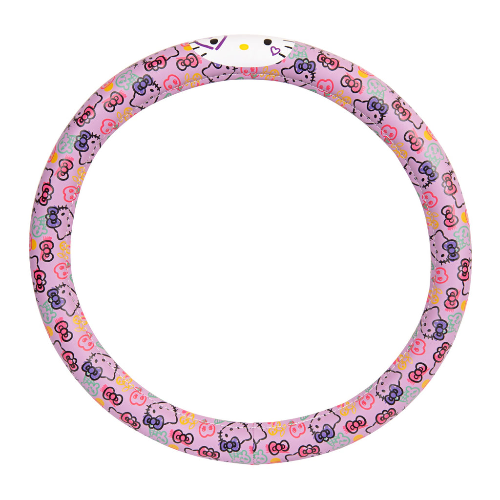 Hello Kitty Steering Wheel Cover, Official Sanrio Car Steering Wheel Cover with Universal Size 14.5 - 15, Cute Steering Wheel Cover for Women, Hello Kitty Car Accessories (Lavender Print)