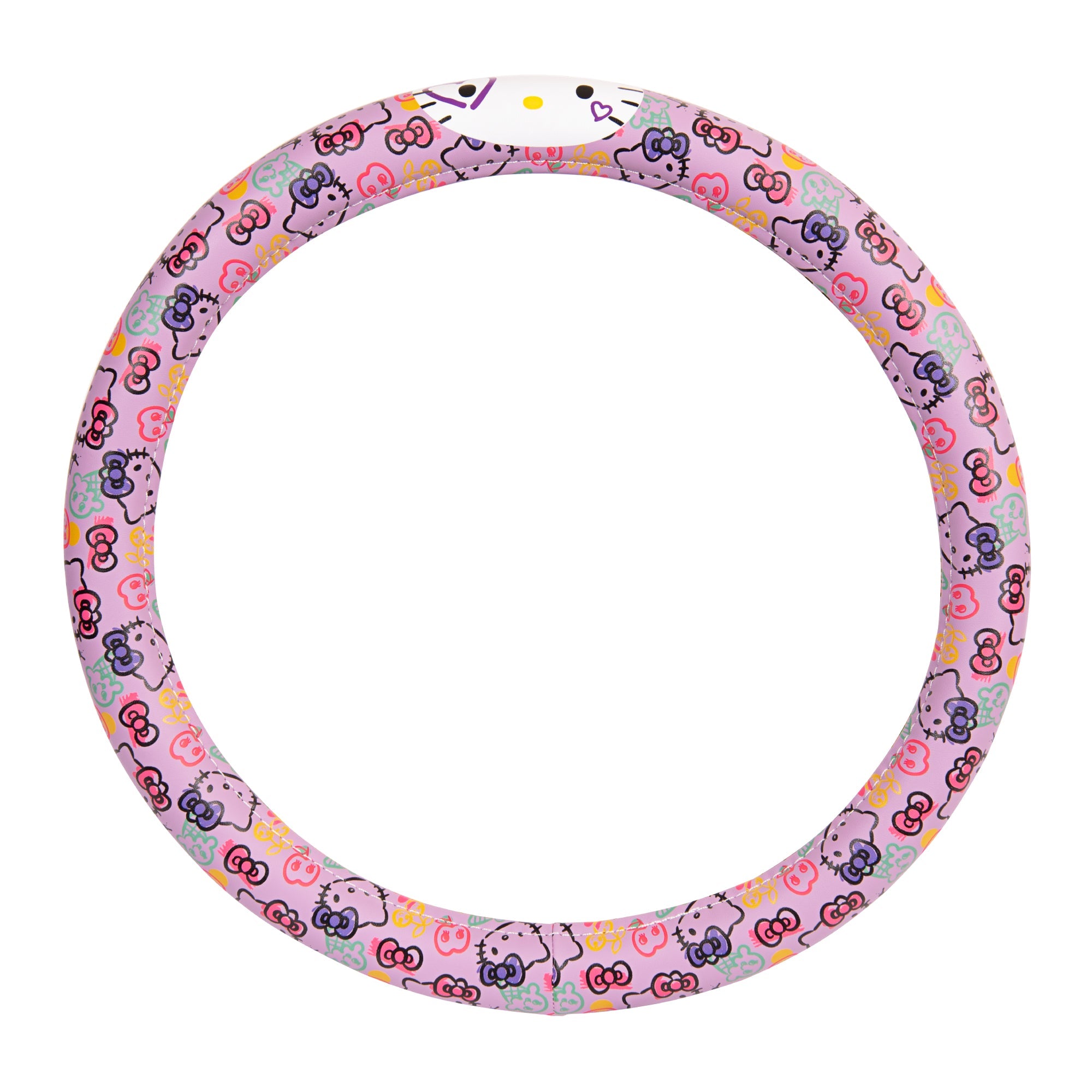 Hello Kitty Steering Wheel Cover, Official Sanrio Car Steering Wheel Cover with Universal Size 14.5 - 15, Cute Steering Wheel Cover for Women, Hello Kitty Car Accessories (Lavender Print)