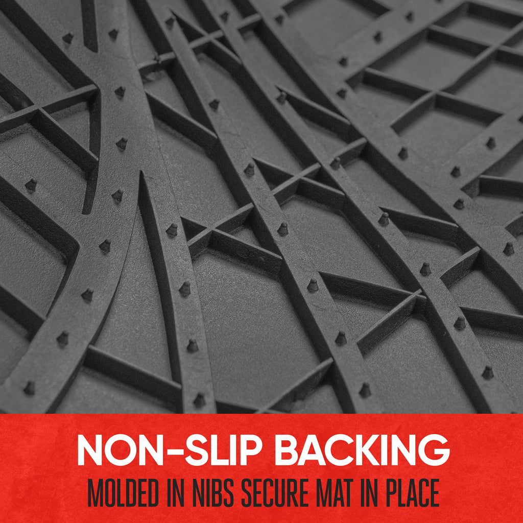MotorTrend 4-Piece Two-Tone Non-Slip Heel Pad Front Floor Mats and Rear Floor Mats - Heavy Duty, All Weather, Trim to Fit