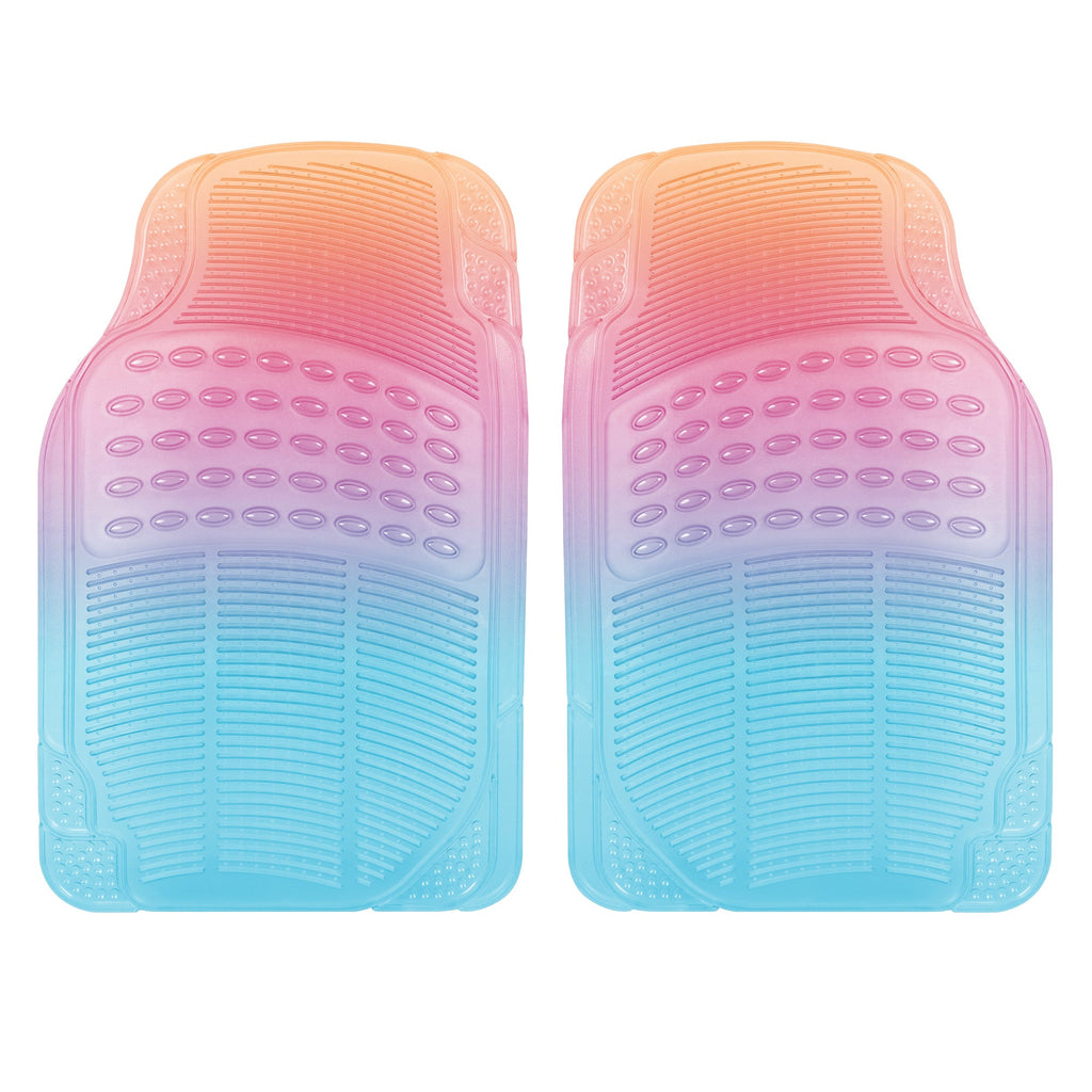 Carbella 2-Piece Automotive Floor Mats - All Weather, Trim to Fit - Rainbow Sunset - Rainbow Sunset