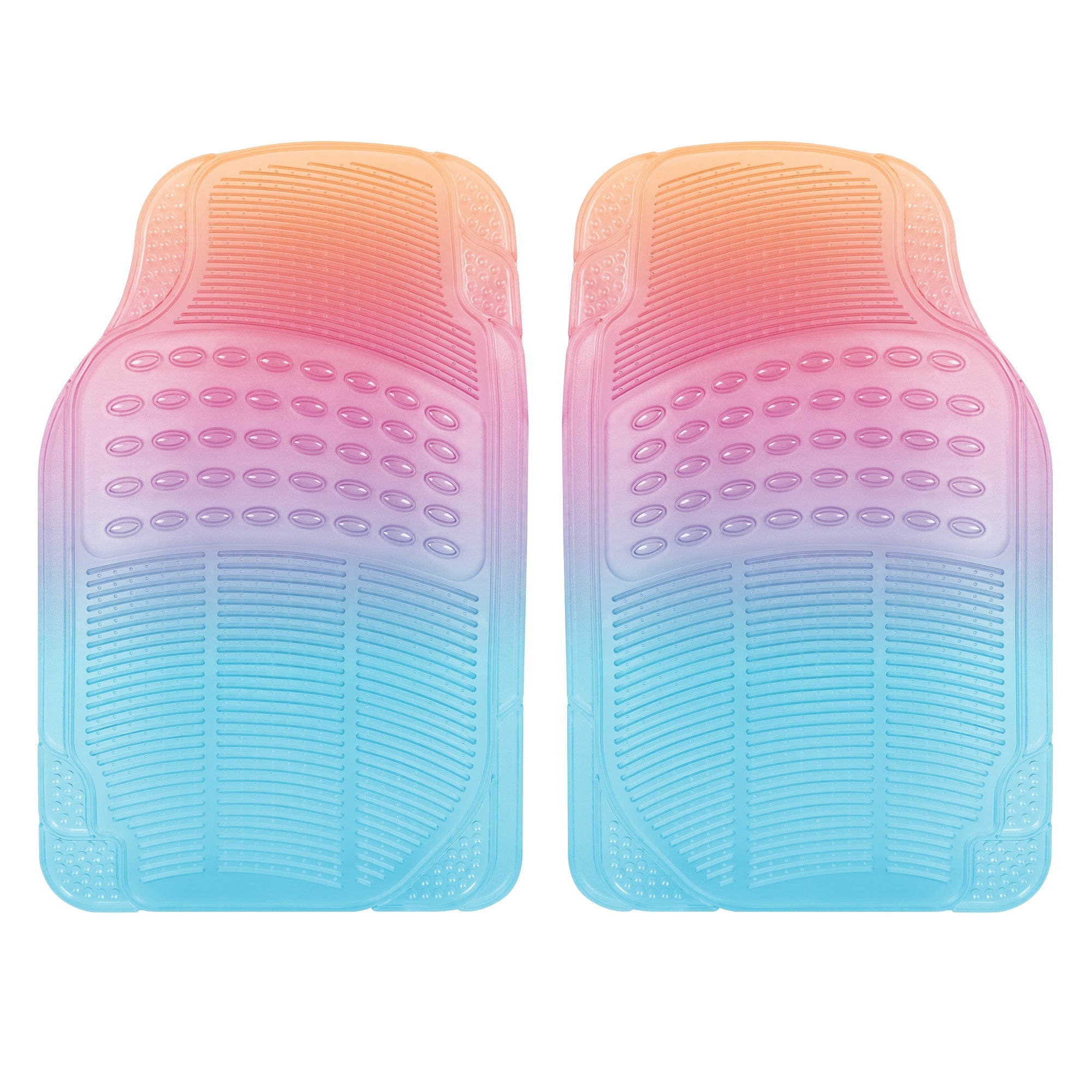 Carbella 2-Piece Automotive Floor Mats - All Weather, Trim to Fit - Rainbow Sunset - Rainbow Sunset