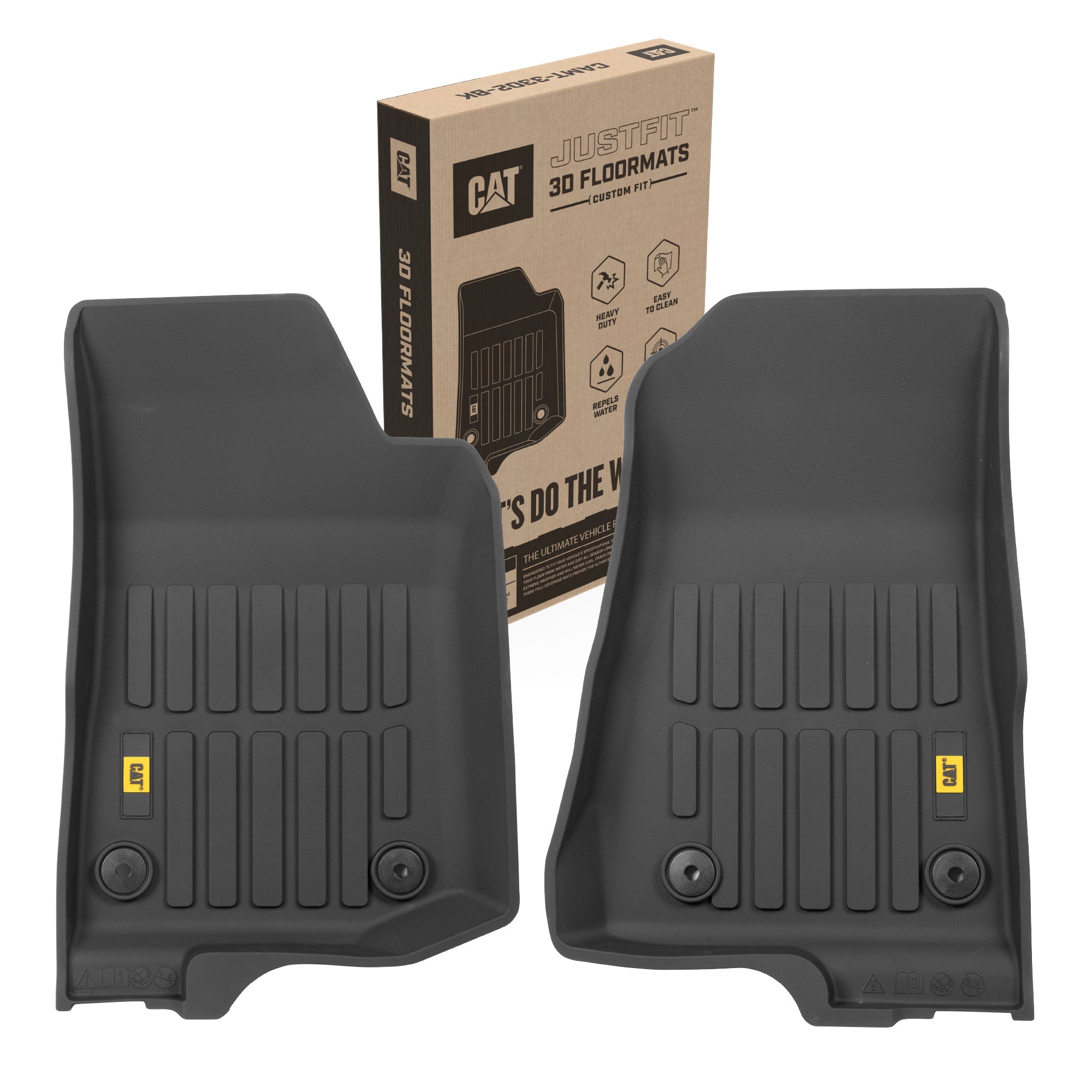 CAT 2-Piece JustFit 3D Front Liner Mats for Jeep Gladiator JL (2020 - 2026) - All Weather, Heavy Duty, Custom Fit