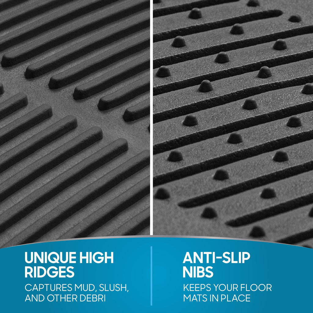BDK 3-Piece ProLiner Front Floor Mats and Rear Floor Mats - Heavy Duty, All Weather, Trim to Fit