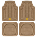 CAT 4-Piece ToughRide Rubber Front Floor Mats and Rear Floor Mats - Heavy Duty, All Weather, Trim to Fit - Beige