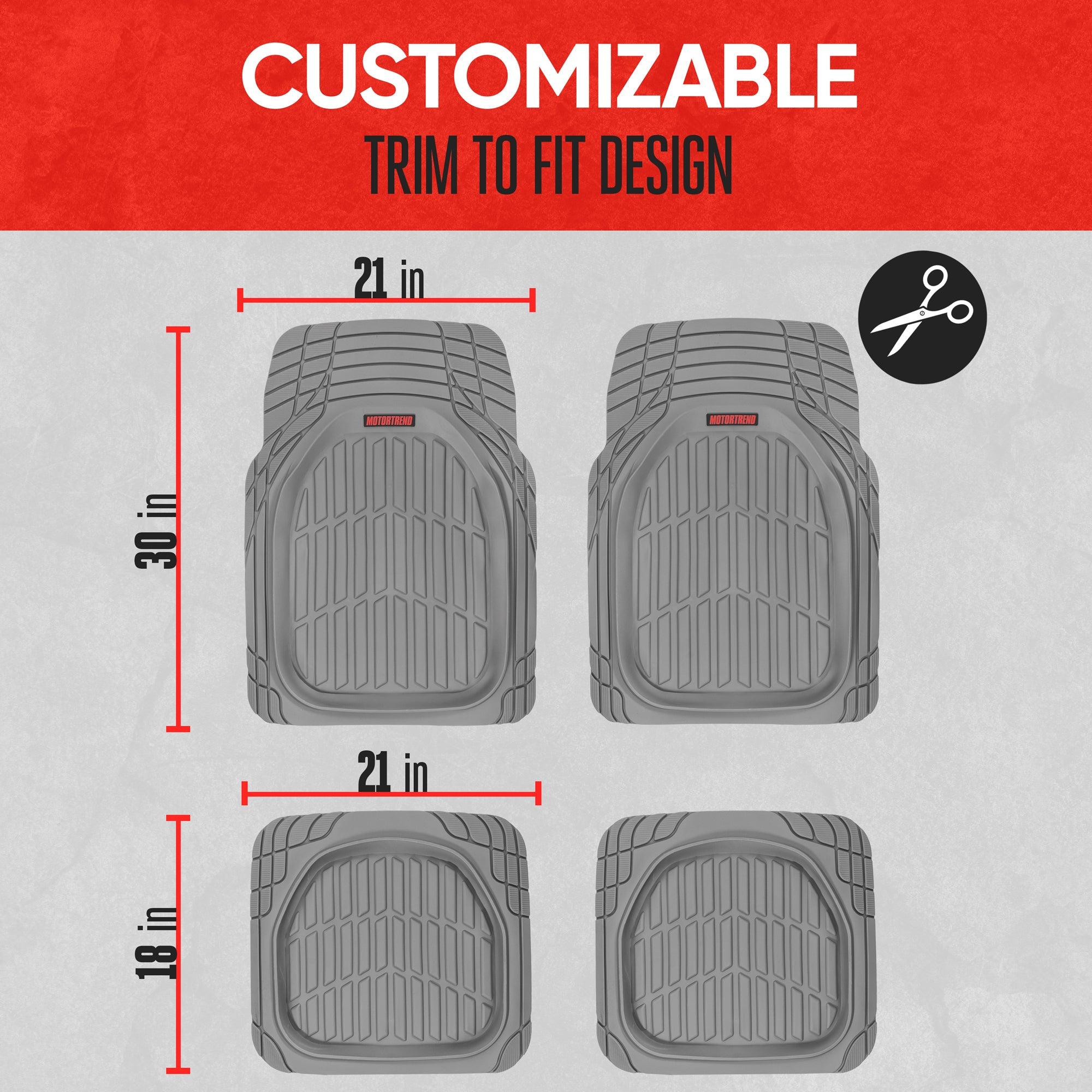 MotorTrend 4-Piece FlexTough Tortoise Front Floor Mats and Rear Floor Mats