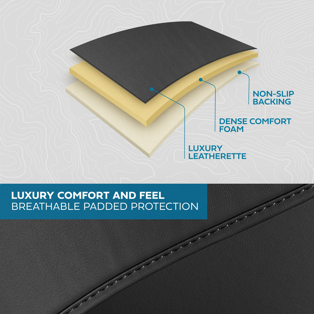MotorBox Premium Napa Leather Rear Seat Cover – Semi Universal Fit for Most Cars, Truck & SUV – Black Back Seat Protector – Anti-Slip, Durable Bench Cover – Easy Install, Luxury Car Interior Upgrade