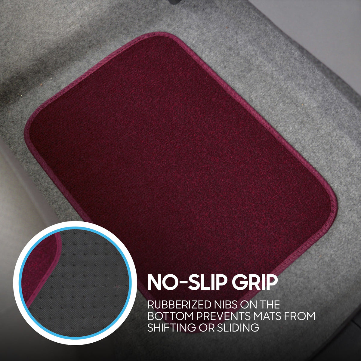 BDK 4-Piece Premium Carpet Non-Slip Heel Pad Front Floor Mats and Rear Floor Mats