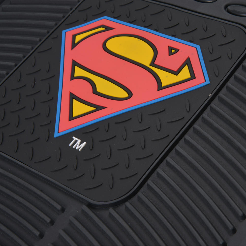 BDK Armored Super Hero Car Floor Mats - Officially Licensed DC Comics - All Weather Heavy Duty Auto Interior Liners for Car Truck Van SUV (Multiple Styles)