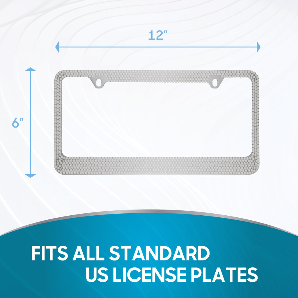 Chrome Plated Rust-Proof Die-Cast Stainless Metal License Plate Frame/Holder Universal Size - Blank Metal Design (Pack of 2)