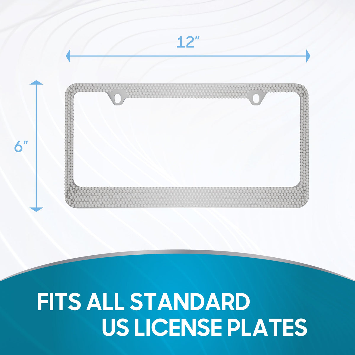 Chrome Plated Rust-Proof Die-Cast Stainless Metal License Plate Frame/Holder Universal Size - Blank Metal Design (Pack of 2)