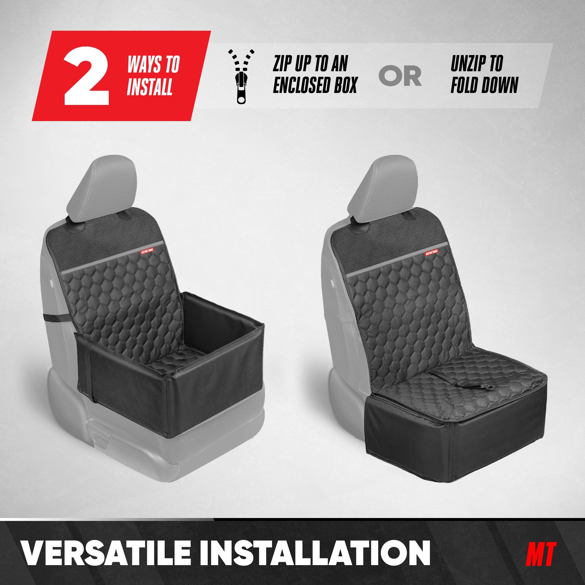 Motor Trend Dog Car Seat - 2 in 1 Waterproof Foldable Bucket Style Truck Dog Booster for Medium Size and Small Dogs – Pet Car Protector & Pet Anxiety Seat - Universal Fit for Cars, Trucks, & SUV