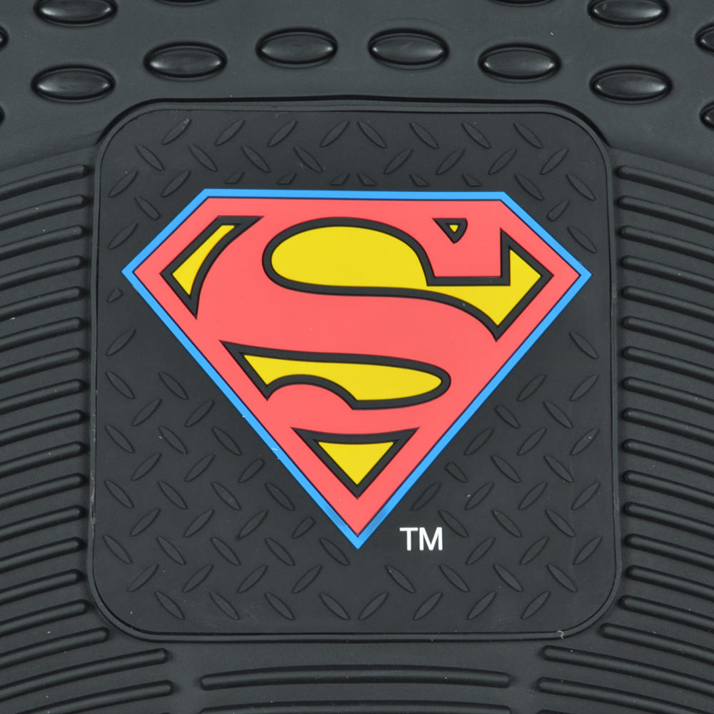 BDK Armored Super Hero Car Floor Mats - Officially Licensed DC Comics - All Weather Heavy Duty Auto Interior Liners for Car Truck Van SUV (Multiple Styles)
