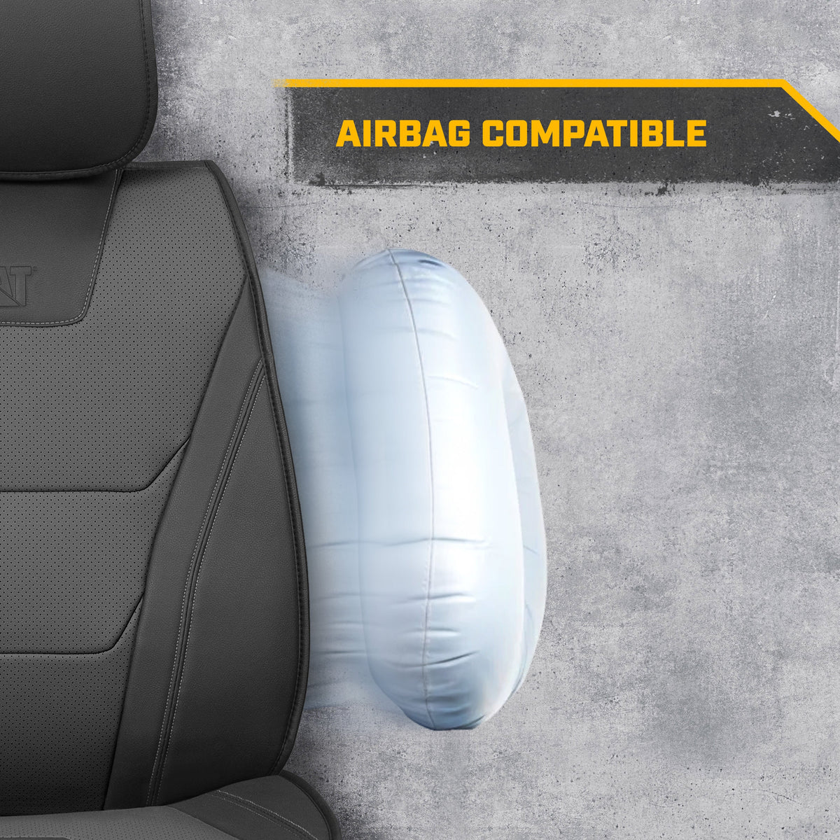 CAT® Edge Deluxe Car Seat Covers for Front Seats - Premium Two-Tone Faux Leather Seat Covers for Cars with Universal Fit, Rugged Automotive Seat Covers for Trucks, Interior Seat Covers for SUV