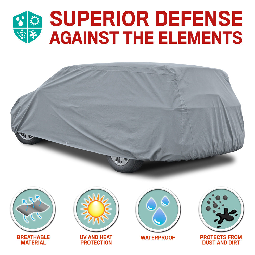 MotorTrend 4-Series Premium Poly Lined Vehicle Cover for Cars, SUVs, Trucks, Vans