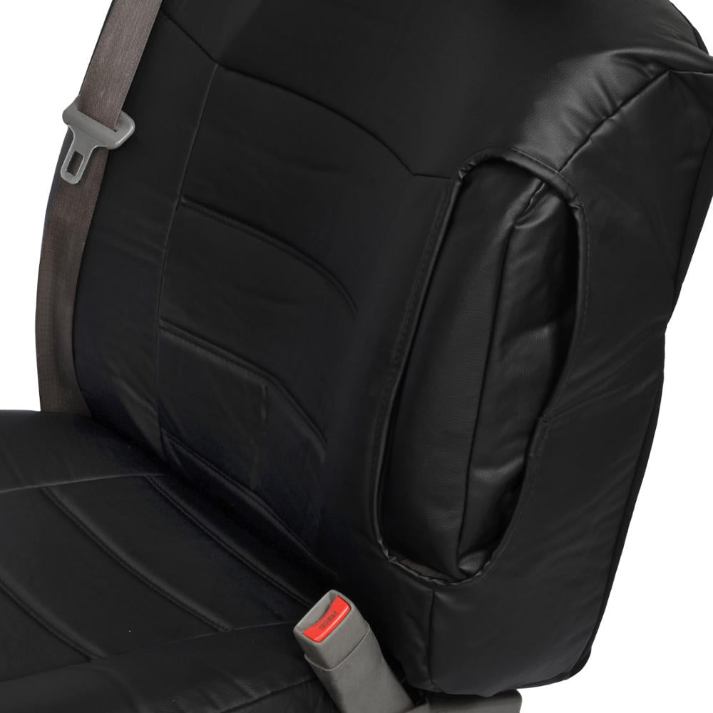 BDK 2-Pack Premium Faux Leather Front Seat Covers with Integrated Seatbelt and Armrest Covers