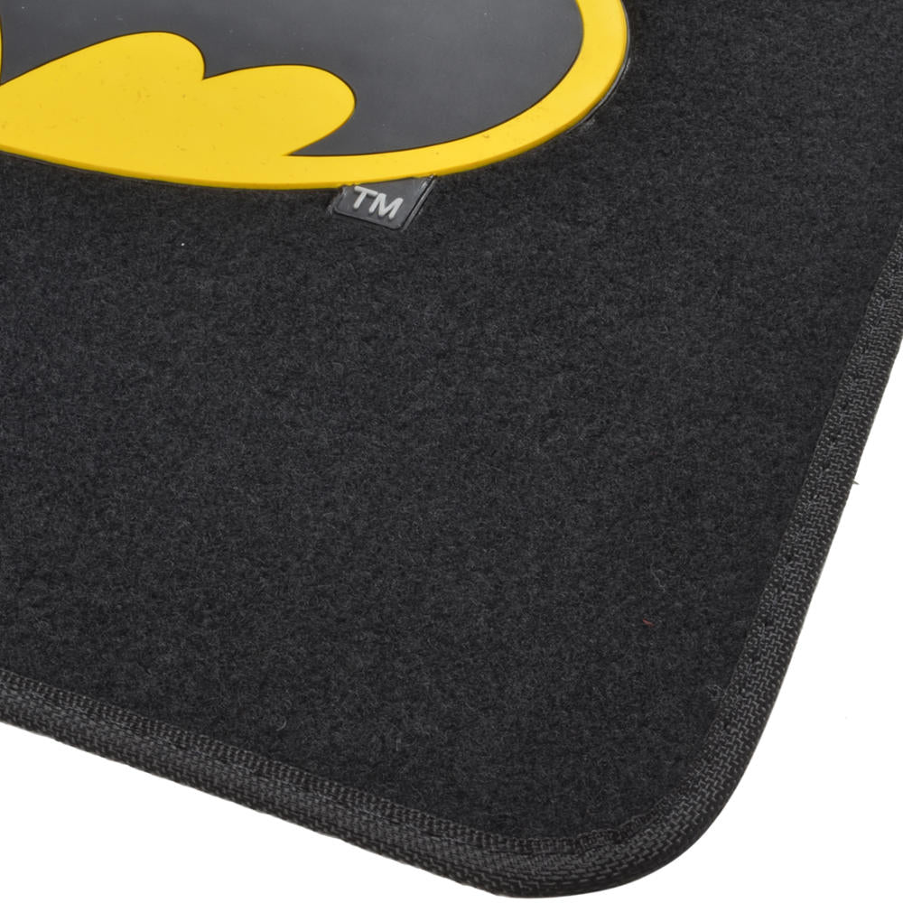 Batman Logo 4-Piece Car Floor Mats - Front & Rear Set (Officially Licensed DC Comics)