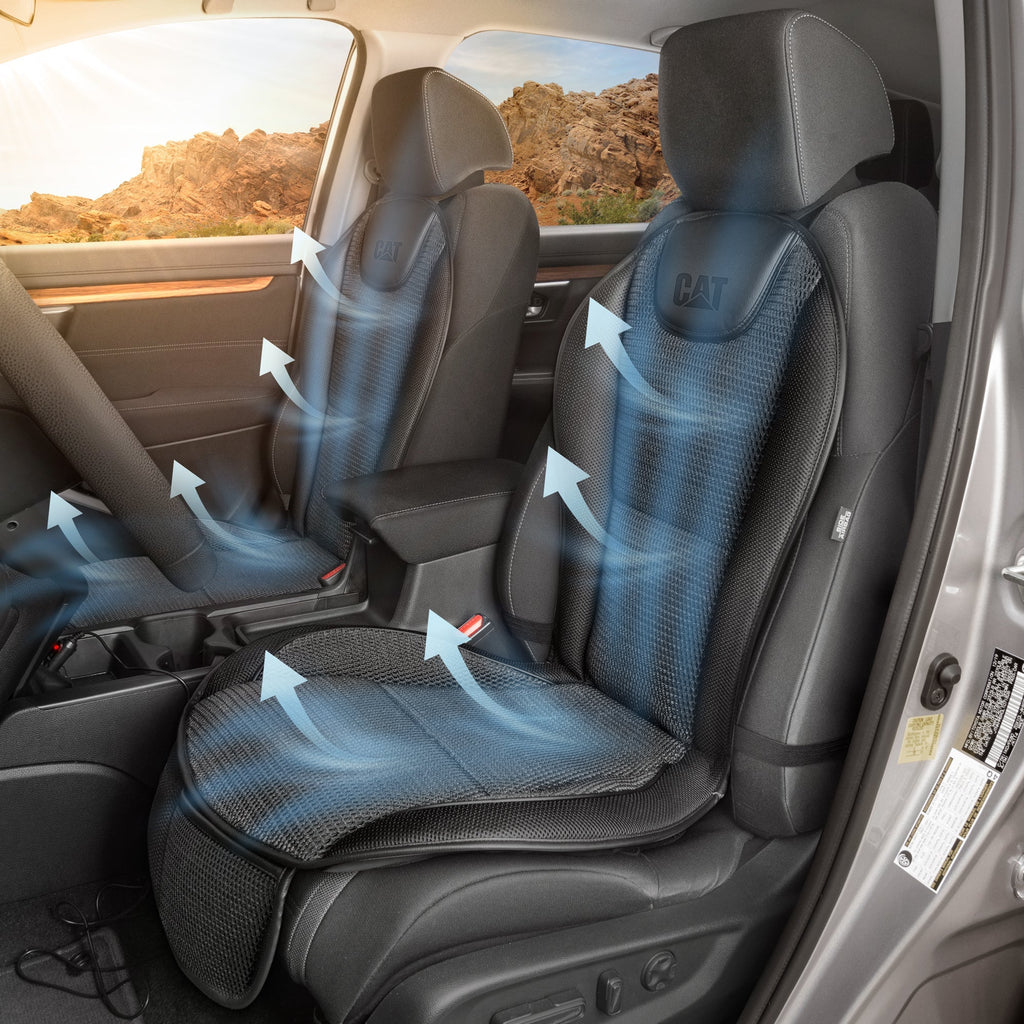 CAT 2-Pack CoolFlow Breathable Mesh Front Car Seat Cover with 2-Speeds Cooling Fans