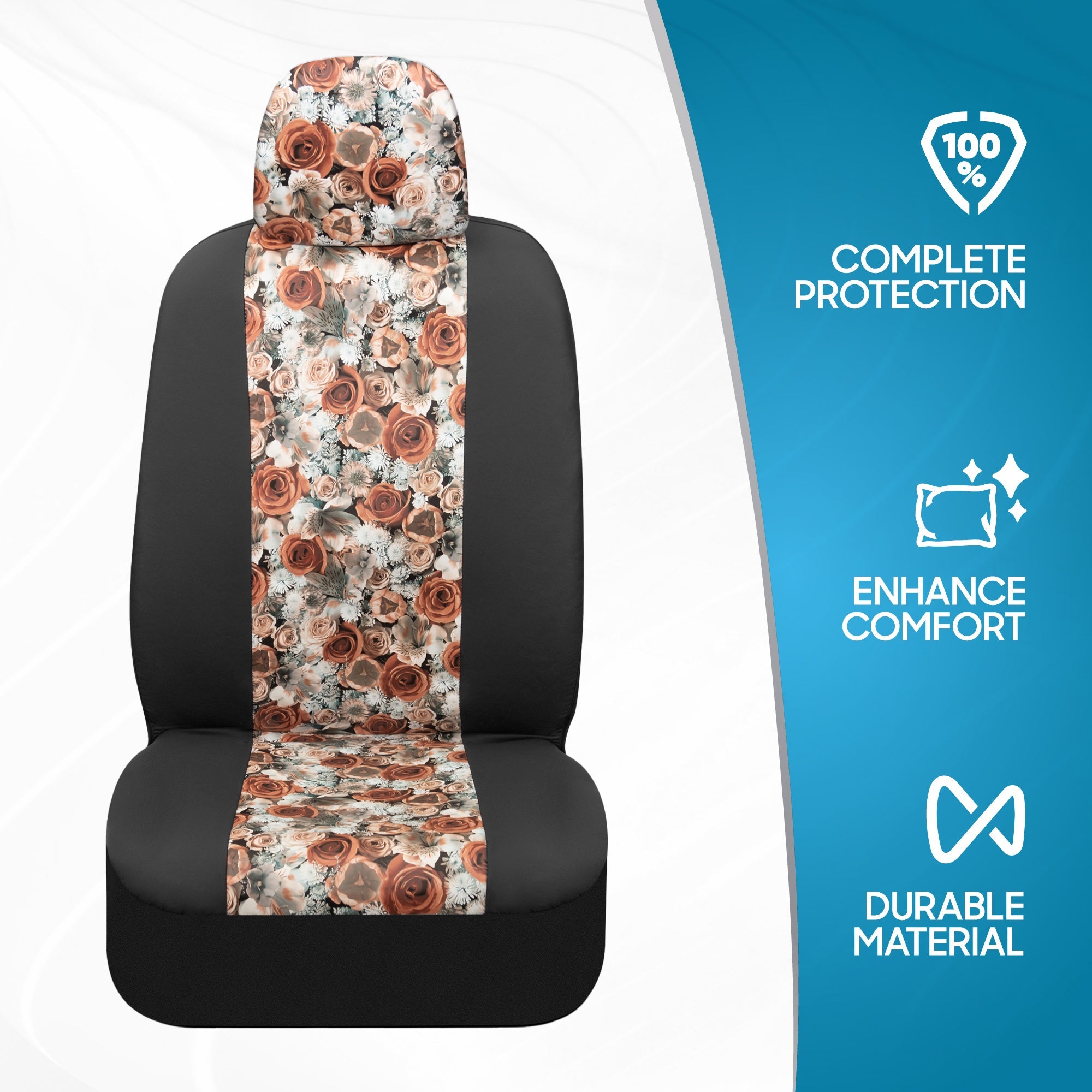 BDK 2-Pack Dusty Rose Floral Front Seat Covers