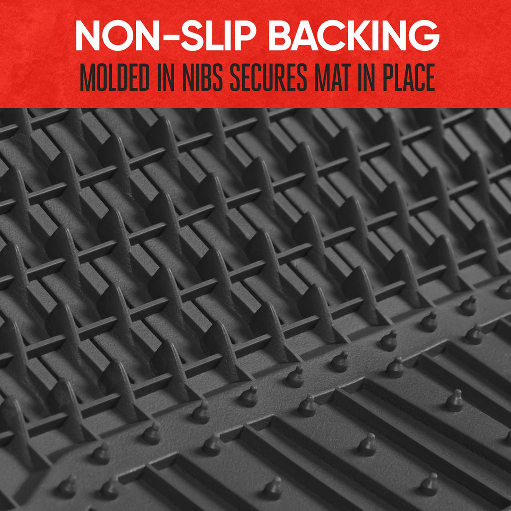 MotorTrend 3-Piece FlexTough Defender Front Floor Mats and Rear Floor Mat - Heavy Duty, All Weather, Trim to Fit