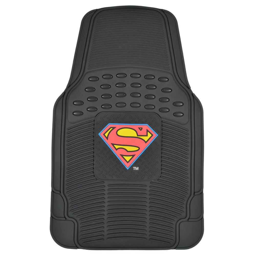 BDK Armored Super Hero Car Floor Mats - Officially Licensed DC Comics - All Weather Heavy Duty Auto Interior Liners for Car Truck Van SUV (Multiple Styles)