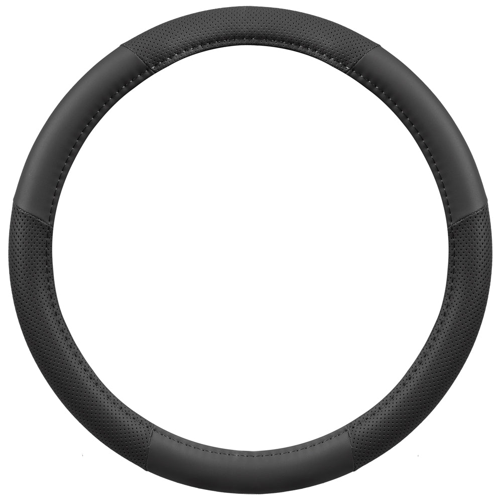 MotorTrend Soft Touch Perforated Microfiber Steering Wheel Cover (Fits 14.5" - 15.5") - Black