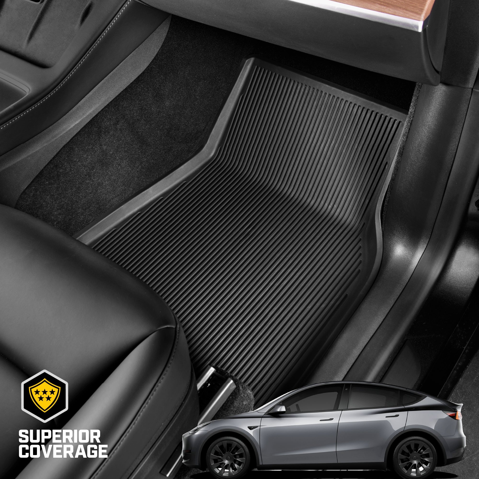 Cat® JustFit™ 3D Floor Mats for Tesla Model Y 2024 2023 2022 2021 2020 - Custom Fit Tesla Model Y Floor Mats with Extended Coverage Design, Premium Floor Liner Tesla Model Y Accessories