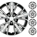 BDK 16 Inch Hubcaps Set of 4 - OEM Replacement Snap-On Wheel Rim Covers - Universal Fit Car Wheel Cover for Cars, Trucks, SUV, Vans Durable ABS Black & Silver 5-Spoke Hub-Cap Car Accessories Exterior