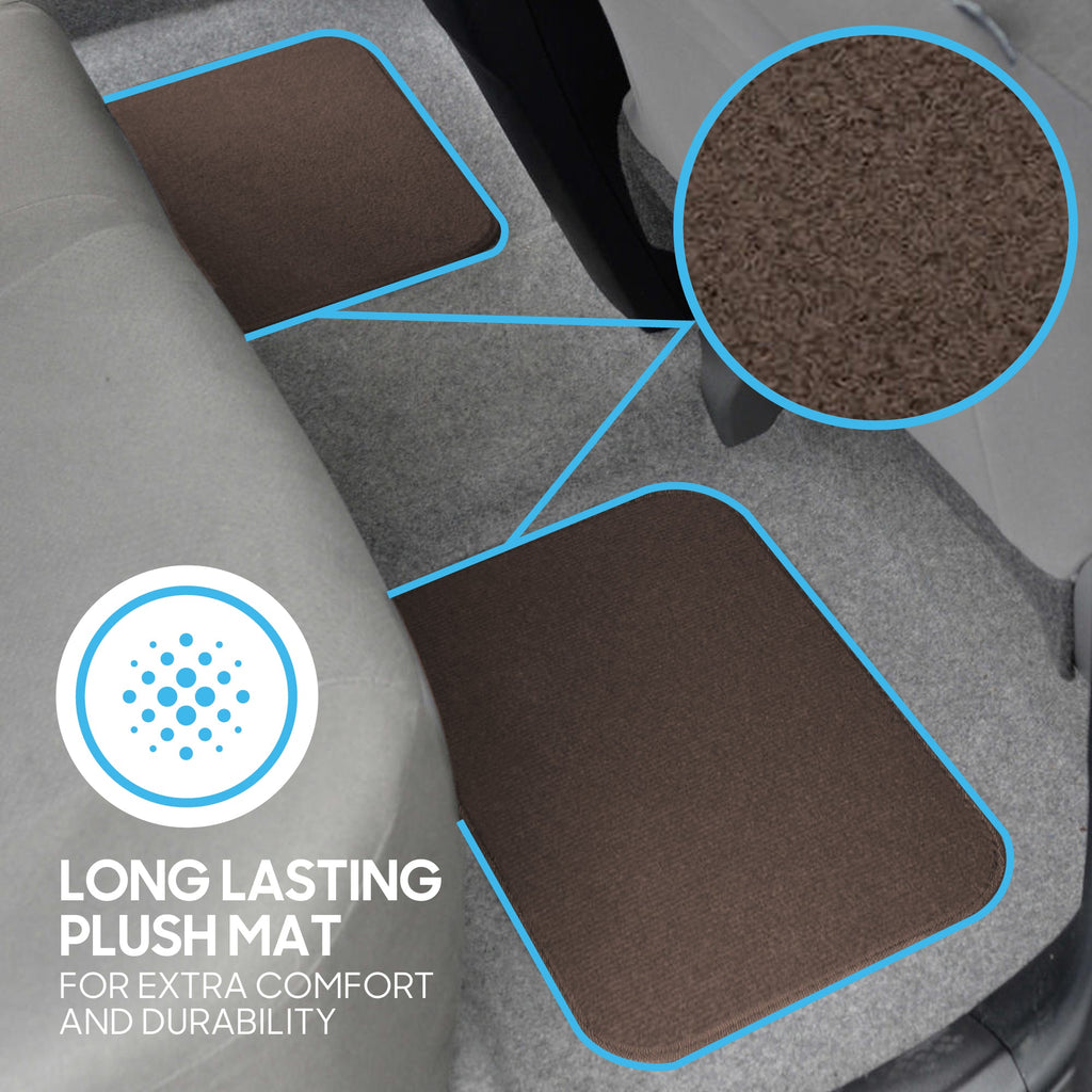 BDK 4-Piece Premium Carpet Non-Slip Heel Pad Front Floor Mats and Rear Floor Mats