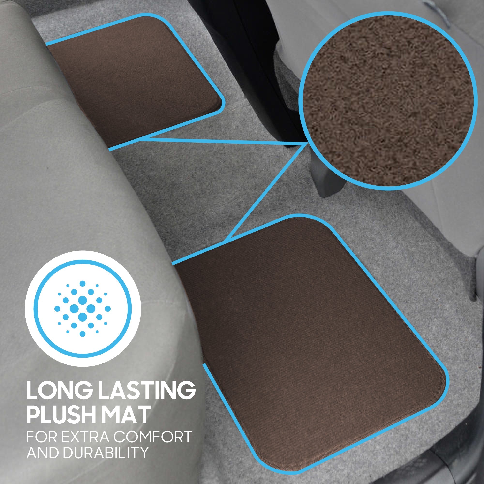 BDK 4-Piece Premium Carpet Non-Slip Heel Pad Front Floor Mats and Rear Floor Mats