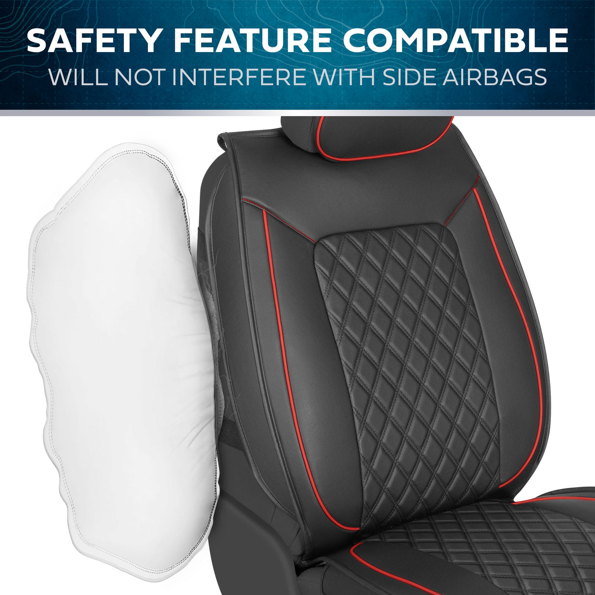 MotorBox 2-Pack Prestige Edition Premium Faux Leather Diamond Stitched Cushion Front Seat Covers