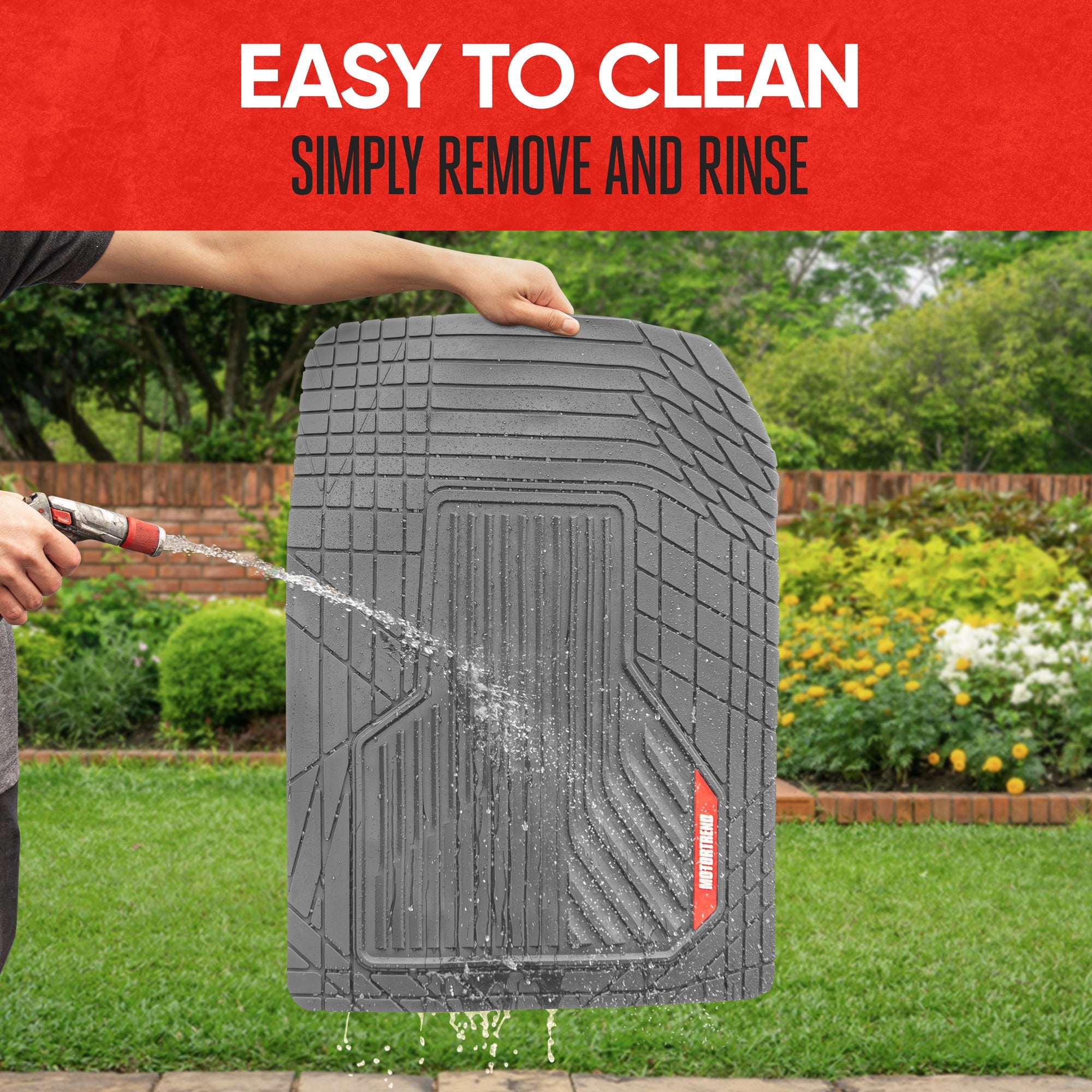MotorTrend 3-Piece Raised Ridge Multi-Channel Front Floor Mats and Rear Floor Mat - Heavy Duty, All Weather, Trim to Fit