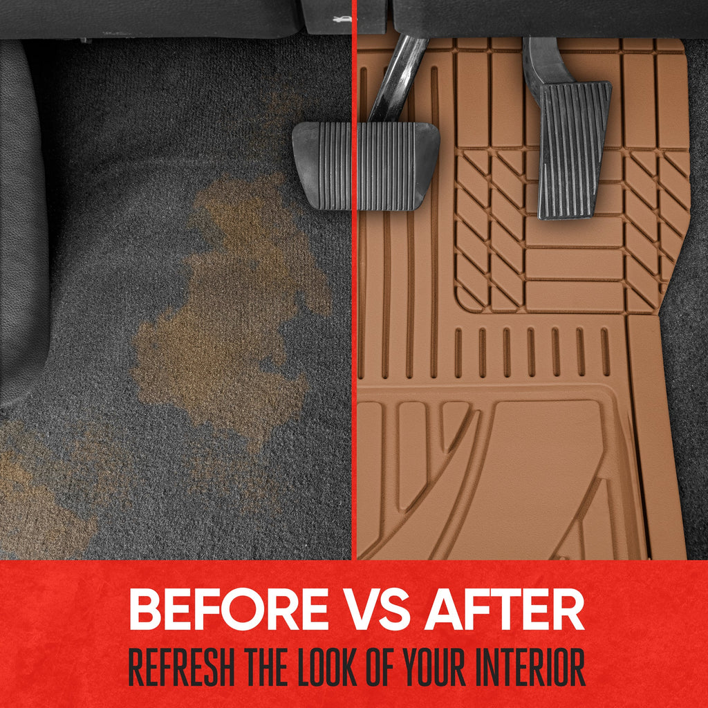MotorTrend 3-Piece FlexTough Advanced Rubber Multi-Channel Front Floor Mats and Rear Floor Mat