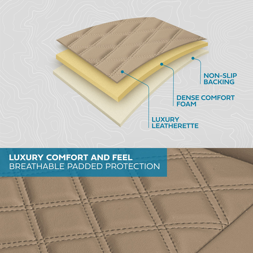 MotorBox Premium Napa Leather Rear Seat Cover - Semi Universal Fit for Most Cars, Truck & SUV - Beige Back Seat Protector - Anti-Slip, Durable Bench Cover - Easy Install, Luxury Car Interior Upgrade