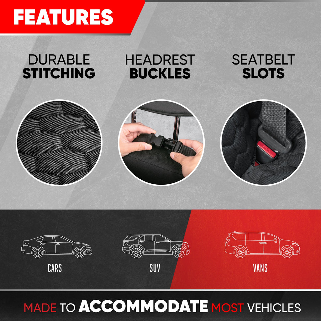 Motor Trend Dog Car Seat Cover for Back Seat - Waterproof Non-Slip Scratch-Resistant Back Seat Pet Cover for Dogs - Universal Fit Dog Accessories for Cars, Trucks, SUV, & Vans - Black