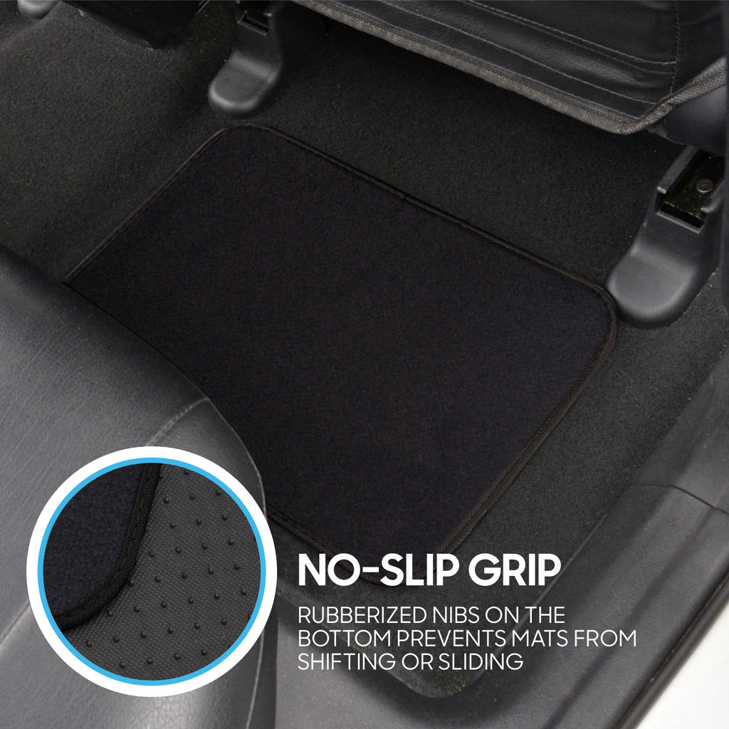 BDK 4-Piece Premium Carpet Non-Slip Heel Pad Front Floor Mats and Rear Floor Mats