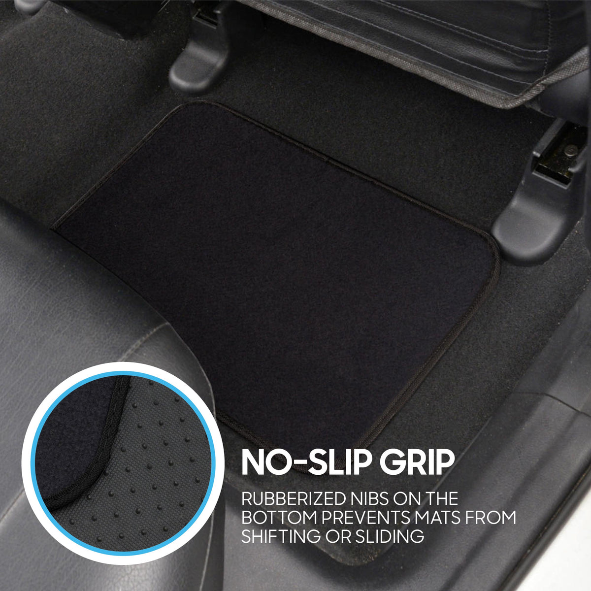 BDK 4-Piece Premium Carpet Non-Slip Heel Pad Front Floor Mats and Rear Floor Mats