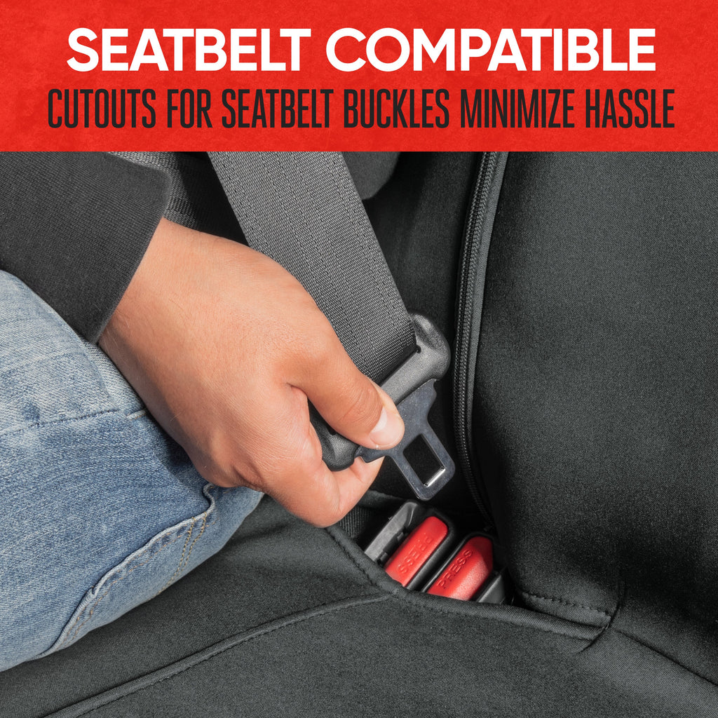Motor Trend SpillGuard Waterproof Rear Bench Car Seat Cover, All Charcoal Stitching – Split Bench Rear Seat Protector with Neoprene Padding, Back Seat Cover for Kids & Dogs, Car Interior Covers