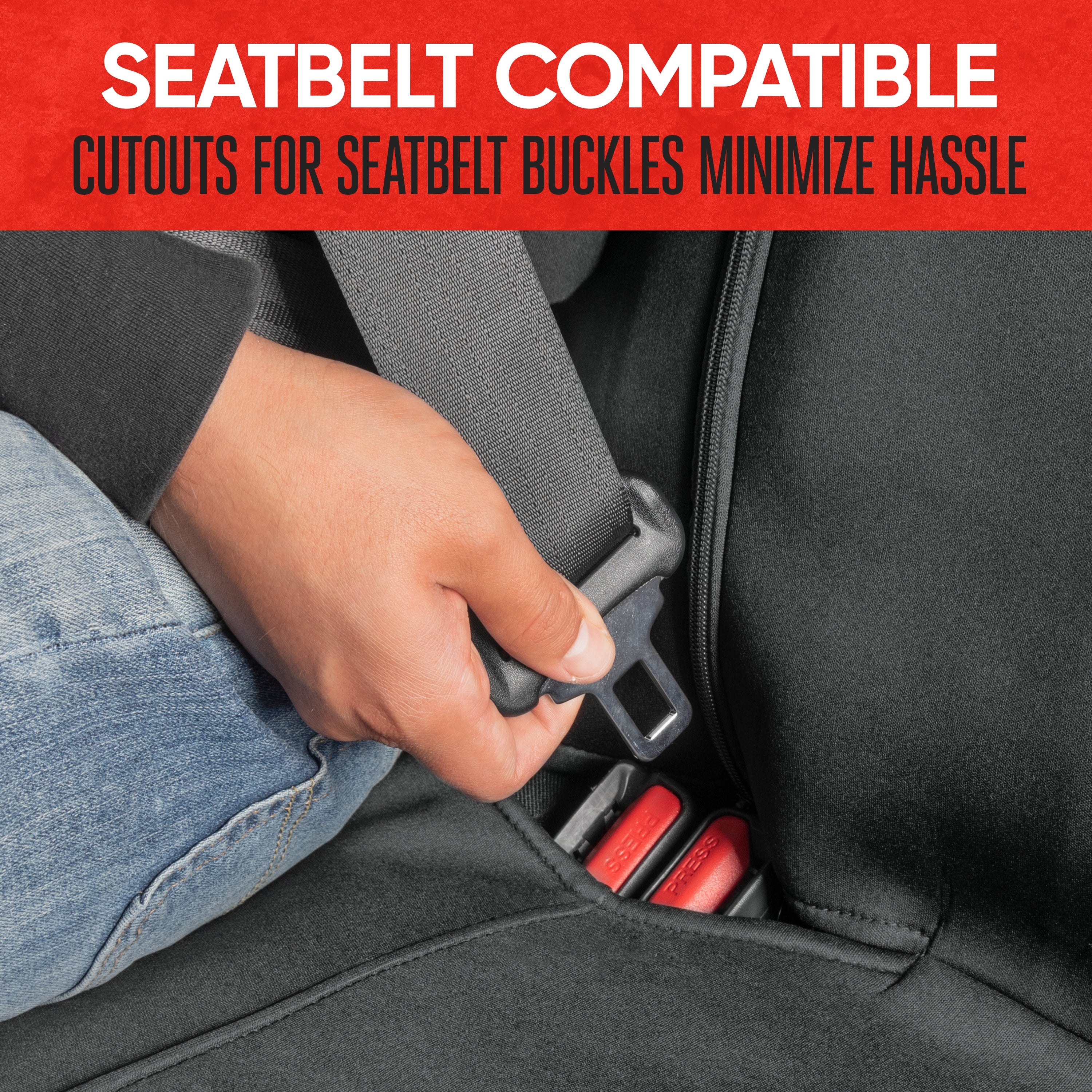 Motor Trend SpillGuard Waterproof Rear Bench Car Seat Cover, All Charcoal Stitching – Split Bench Rear Seat Protector with Neoprene Padding, Back Seat Cover for Kids & Dogs, Car Interior Covers