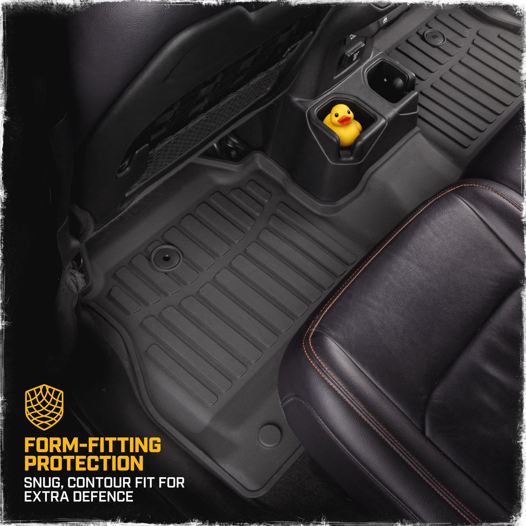 Cat® JustFit™ 3D Floor Mats for Jeep Gladiator (JL) 2020-2026, All Weather Custom Fit Jeep Gladiator Floor Liners with Extended Coverage Design, Jeep Gladiator Car Floor Mats (Full Set Front & Rear)