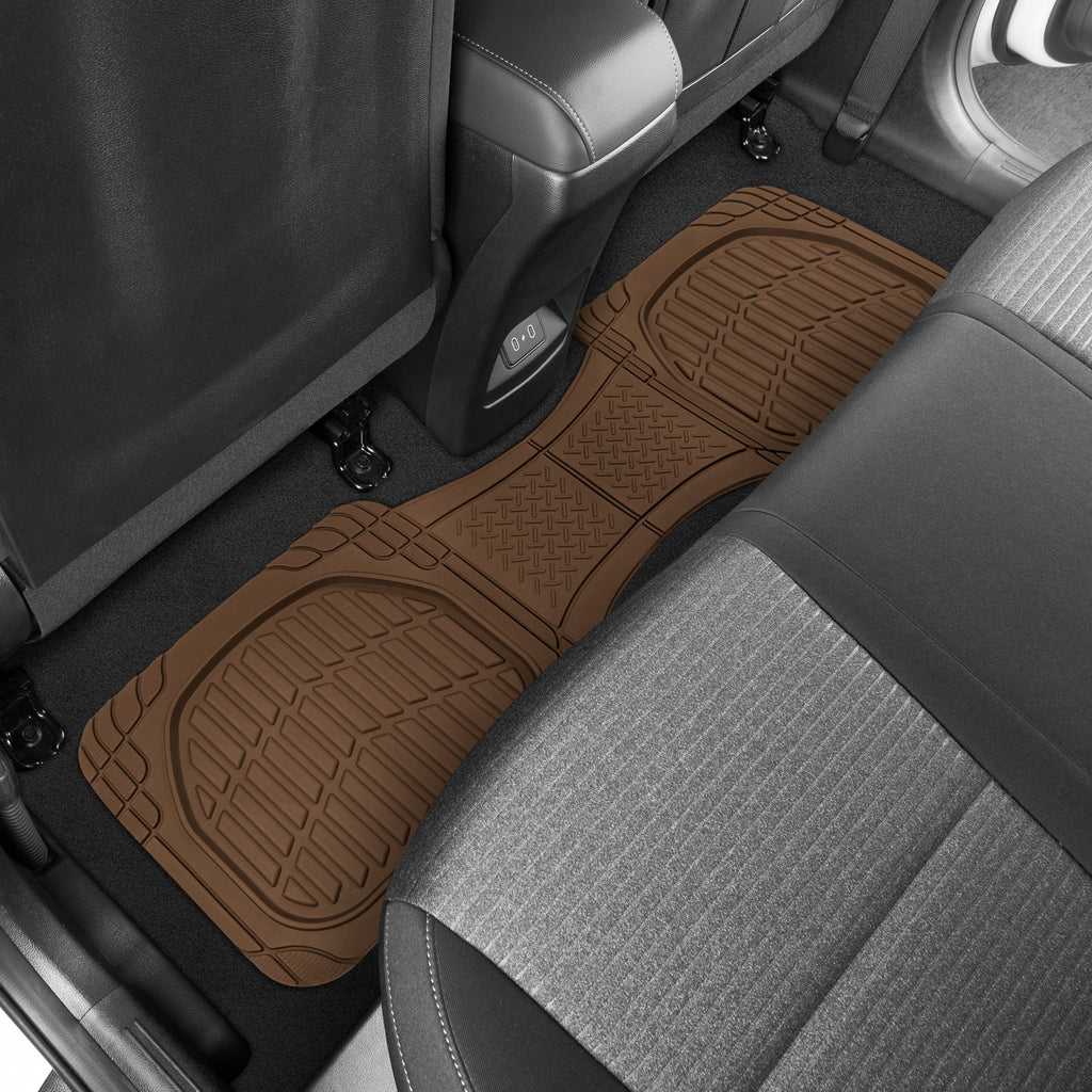 MotorTrend 3-Piece FlexTough Deep Dish Front Floor Mats and Rear Floor Mat - Heavy Duty, All Weather, Trim to Fit