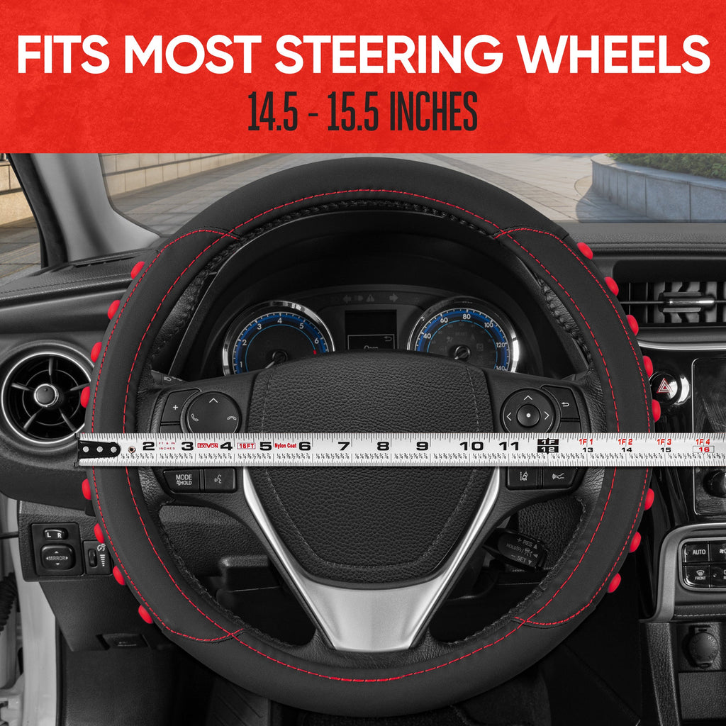 MotorTrend FlexGrip Steering Wheel Cover with Raised Bump Grips (Fits 14.5" - 15.5")