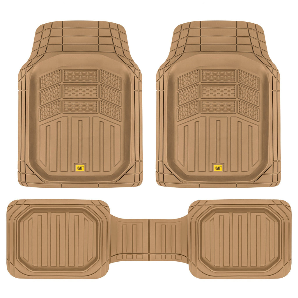CAT 3-Piece Deep Dish Front Floor Mats and Rear Floor Mats - Heavy Duty, All Weather, Trim to Fit
