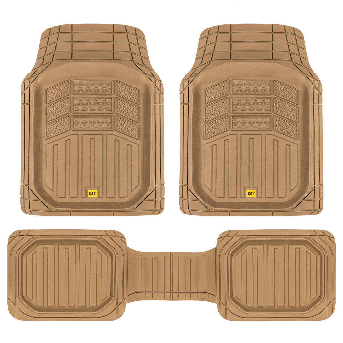 CAT 3-Piece Deep Dish Front Floor Mats and Rear Floor Mats - Heavy Duty, All Weather, Trim to Fit
