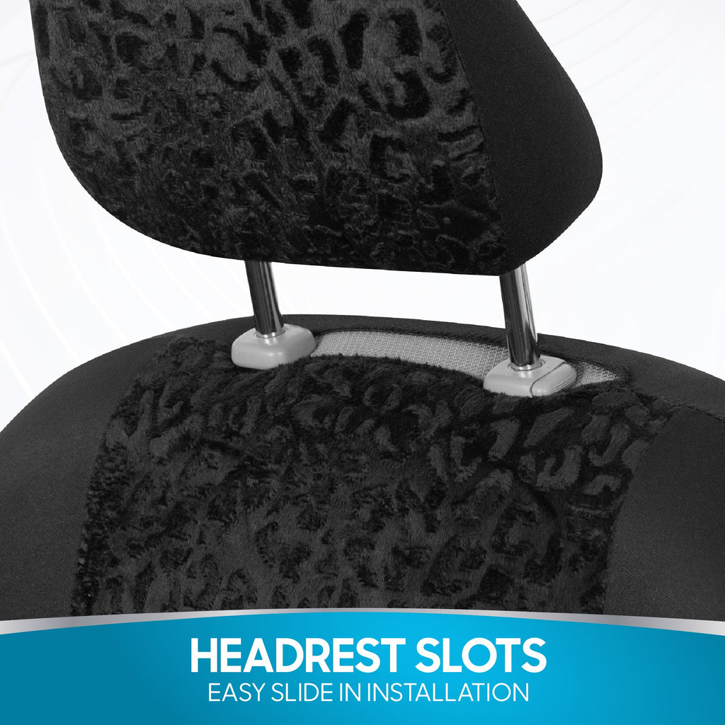 BDK 2-Pack Black Leopard Front Seat Covers